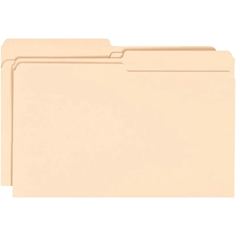 Smead® Manila File Folders, Legal Size, 1/2 Cut, Box Of 100