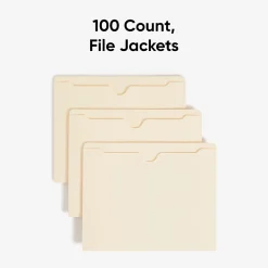 Smead® Manila File Jackets, Reinforced Tab, 9 1/2" x 11 3/4", Pack Of 100 (75500)