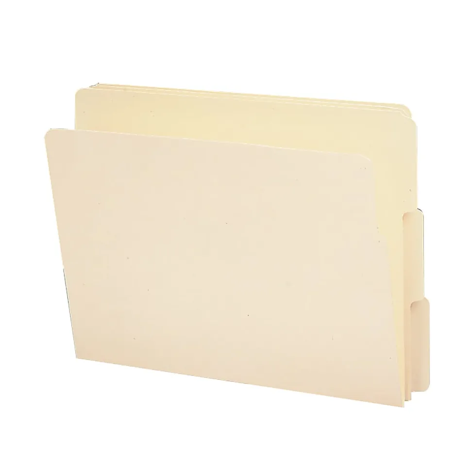 Smead® Manila Reinforced End-Tab Folders, 1/3 Cut, Letter Size, Pack Of 100