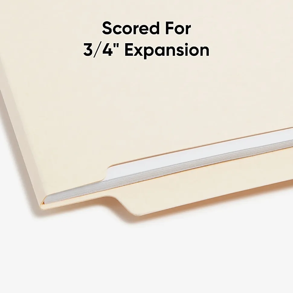 Smead® Manila Reinforced End-Tab Folders, Straight Cut, Letter Size, Pack Of 100 (24110)