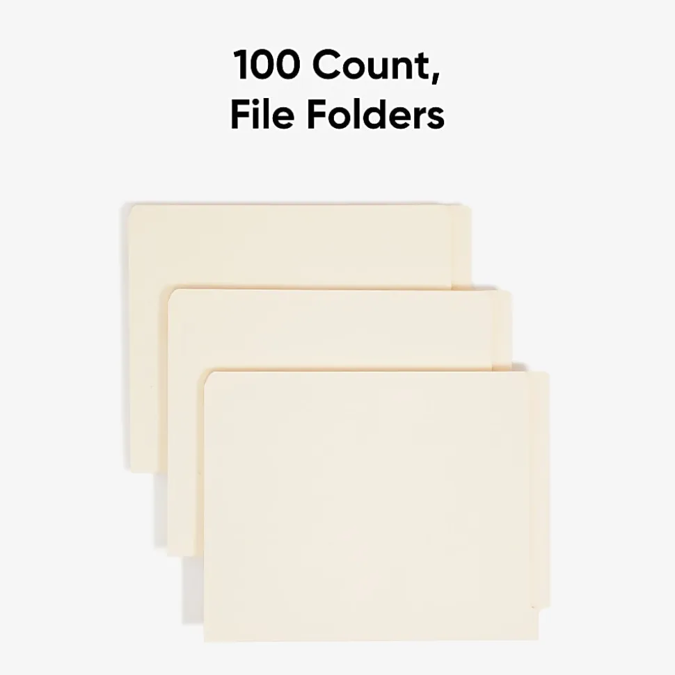 Smead® Manila Reinforced End-Tab Folders, Straight Cut, Letter Size, Pack Of 100 (24110)