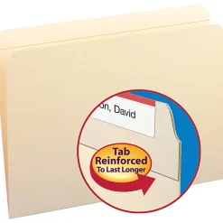 Smead® Manila Reinforced Tab Fastener Folders, Legal Size, Straight Cut, Pack Of 50