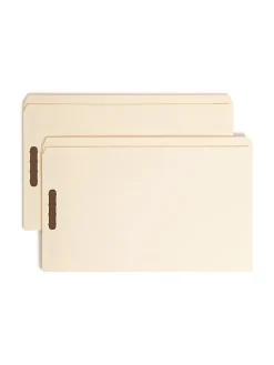 Smead® Manila Reinforced Tab Fastener Folders With Two Fasteners, Straight Cut, Legal Size, Pack Of 50