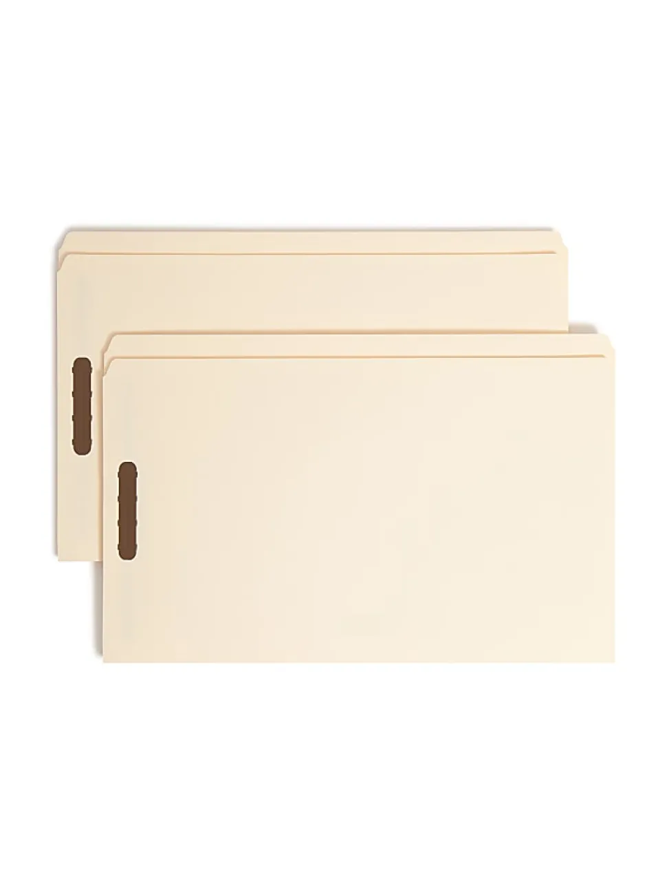 Smead® Manila Reinforced Tab Fastener Folders With Two Fasteners, Straight Cut, Legal Size, Pack Of 50
