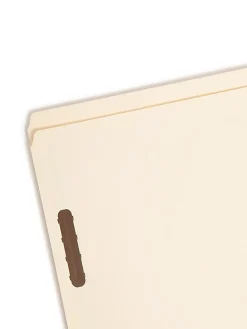 Smead® Manila Reinforced Tab Fastener Folders With Two Fasteners, Straight Cut, Legal Size, Pack Of 50