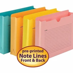 SmeadĀ® Notes File Jackets, 2" Expansion, Letter Size, 8 1/2" x 11", Assorted Colors, Pack Of 12 File Jackets