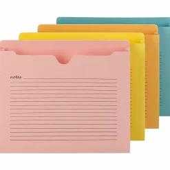 Smead® Notes File Jackets, 2" Expansion, Letter Size, 8 1/2" x 11", Assorted Colors, Pack Of 12 File Jackets