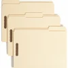 Smead® 2-Ply Manila Folders With Fasteners, Letter Size, 100% Recycled, Manila, Box Of 50