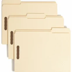 Smead® 2-Ply Manila Folders With Fasteners, Letter Size, 100% Recycled, Manila, Box Of 50