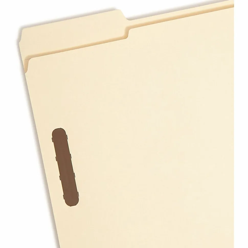 Smead® 2-Ply Manila Folders With Fasteners, Letter Size, 100% Recycled, Manila, Box Of 50