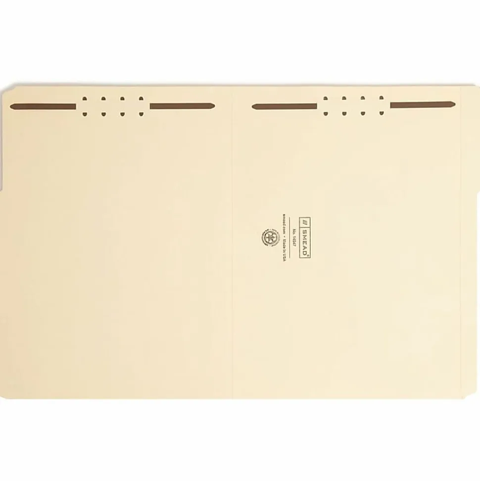 Smead® 2-Ply Manila Folders With Fasteners, Letter Size, 100% Recycled, Manila, Box Of 50