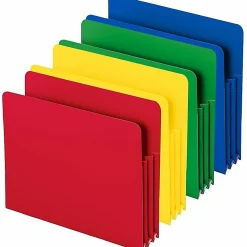 SmeadĀ® Poly Expanding File Pockets, 3 1/2" Expansion, Assorted Colors (No Color Choice), Pack Of 4