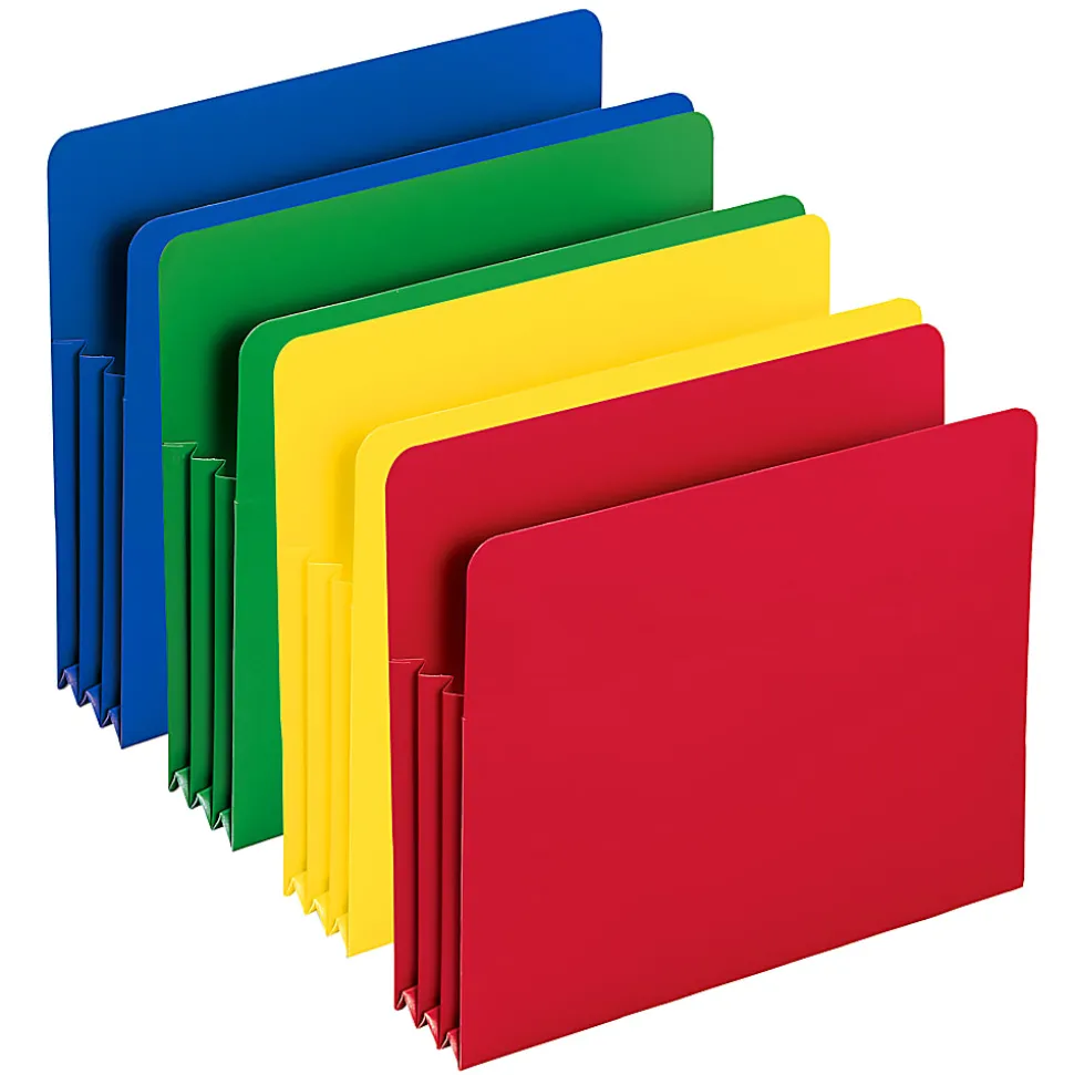 Smead® Poly Expanding File Pockets, 3 1/2" Expansion, Assorted Colors (No Color Choice), Pack Of 4