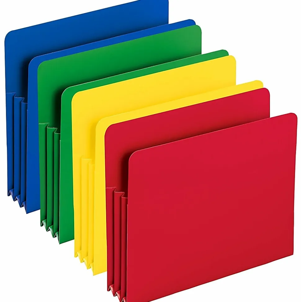 Smead® Poly Expanding File Pockets, 3 1/2" Expansion, Assorted Colors (No Color Choice), Pack Of 4