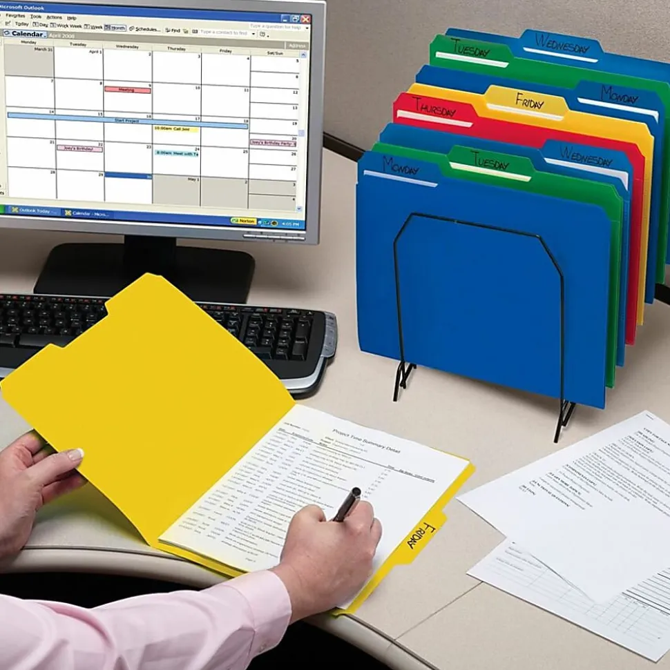 Smead® Poly File Folders, 9 1/2" x 11 1/2", 1/3 Cut, Assorted Colors, Box Of 24