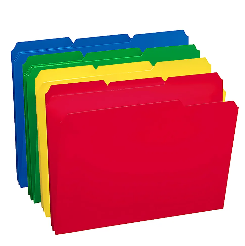 Smead® Poly File Folders, 9 1/2" x 11 1/2", 1/3 Cut, Assorted Colors, Box Of 24