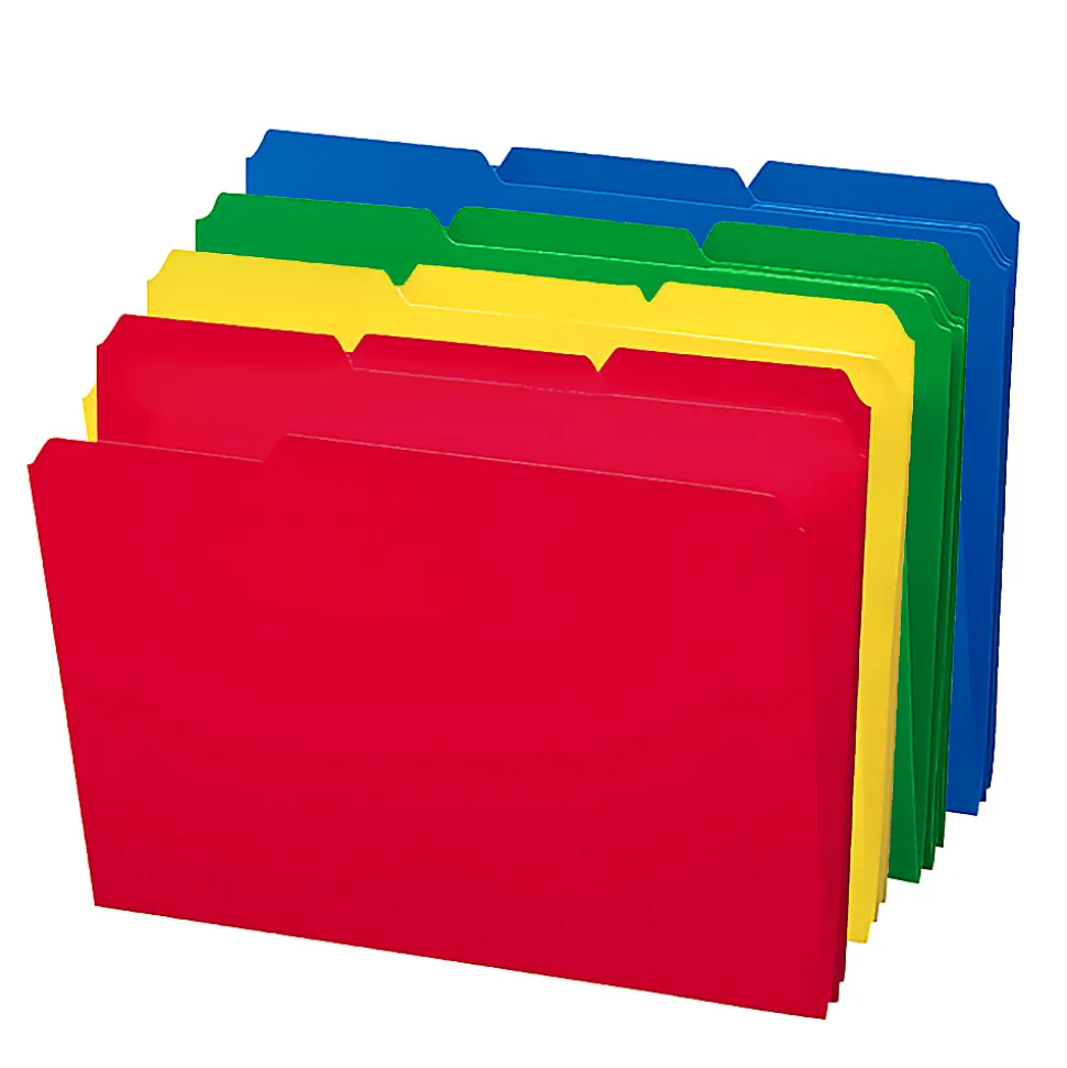 Smead® Poly File Folders, 9 1/2" x 11 1/2", 1/3 Cut, Assorted Colors, Box Of 24
