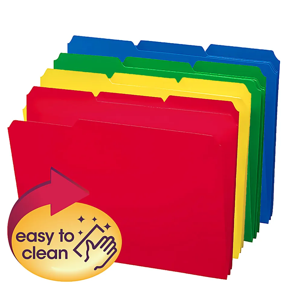 Smead® Poly File Folders, 9 1/2" x 11 1/2", 1/3 Cut, Assorted Colors, Box Of 24