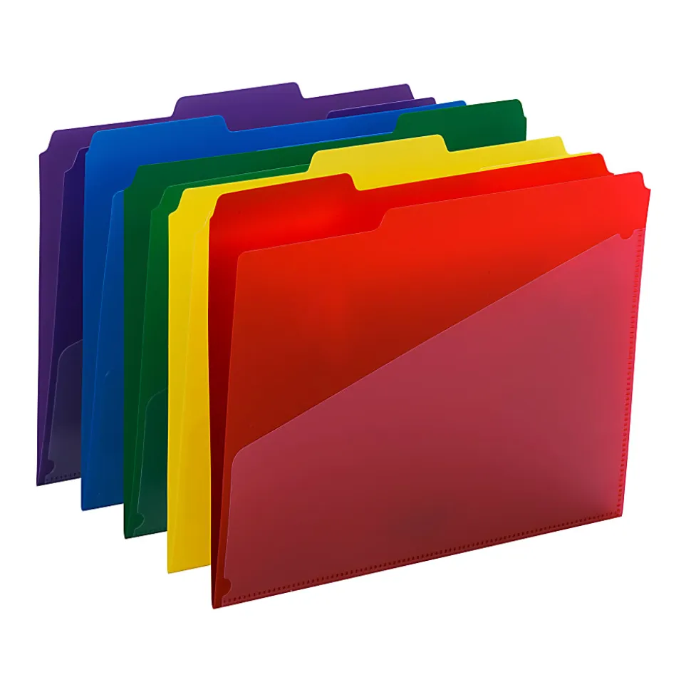 Smead® Poly Folders With Slash Pocket, Letter Size, Assorted Colors, Pack Of 30