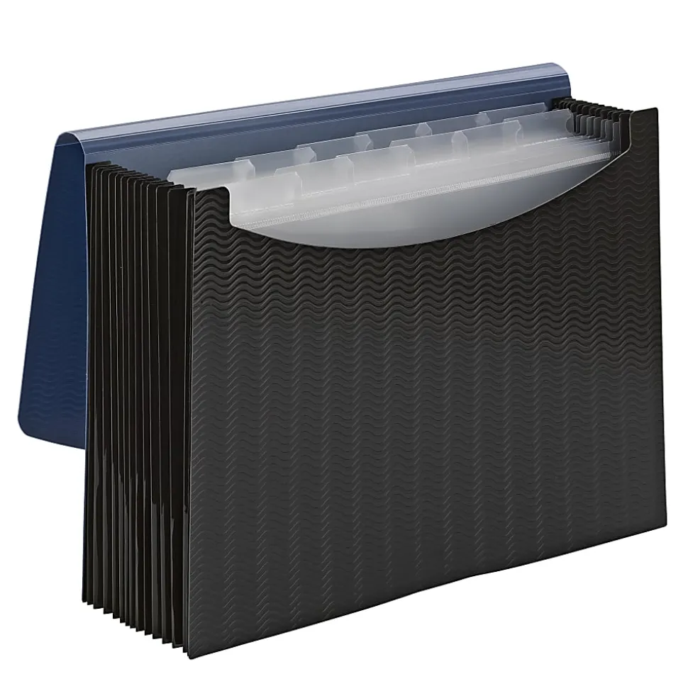 Smead® Poly Frequency Expanding File, 12 Pockets, 9 1/2" x 13", Black/Blue