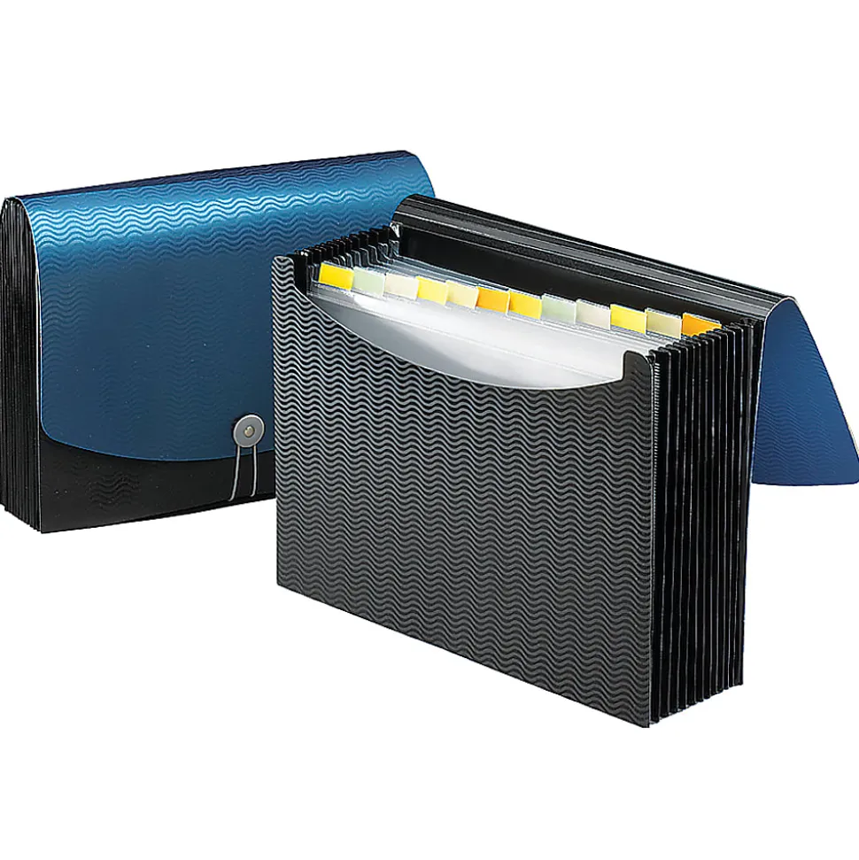 Smead® Poly Frequency Expanding File, 12 Pockets, 9 1/2" x 13", Black/Blue
