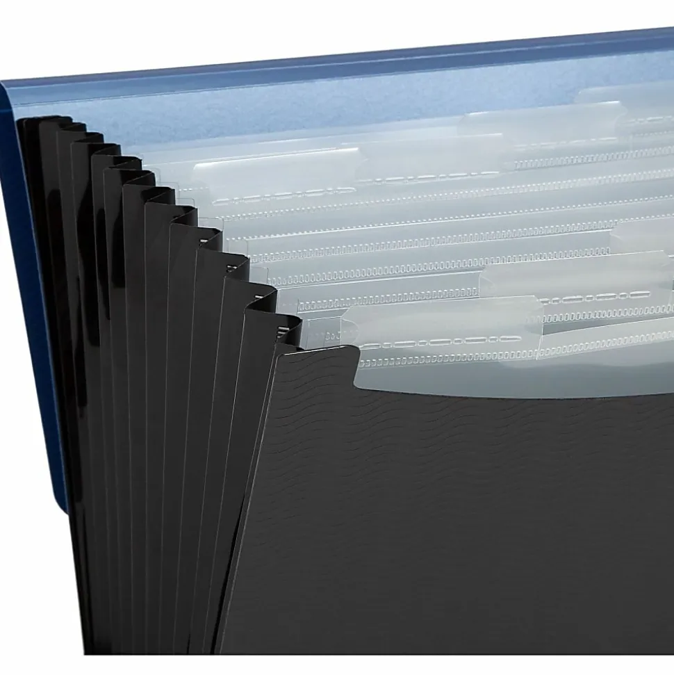 Smead® Poly Frequency Expanding File, 12 Pockets, 9 1/2" x 13", Black/Blue