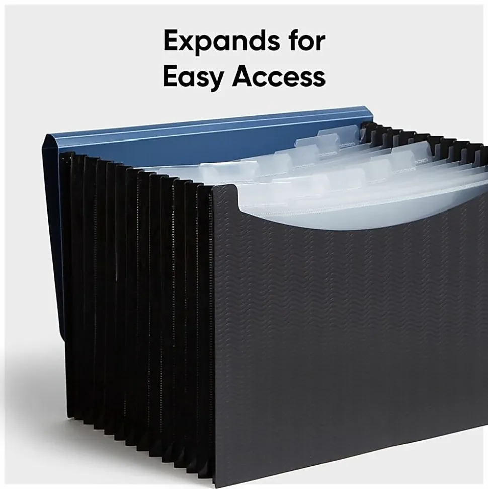 Smead® Poly Frequency Expanding File, 12 Pockets, 9 1/2" x 13", Black/Blue