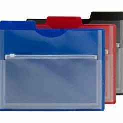 Smead® Polypropylene Project Organizers With Zip Pouches, 1/2" Expansion, Letter Size, Assorted Colors, Pack Of 3 Organizers