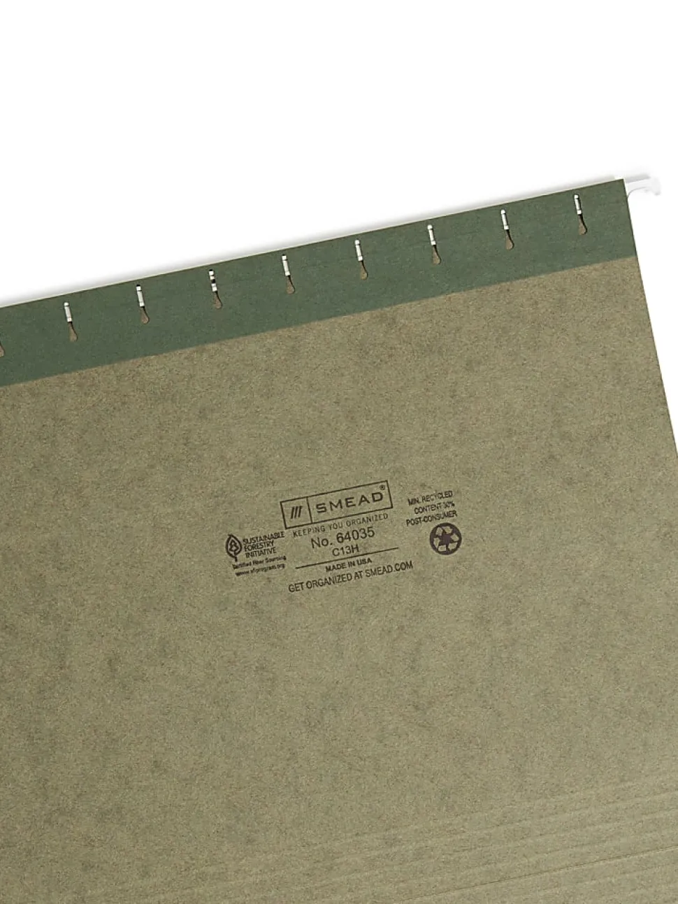 Smead® Premium-Quality Hanging Folders, 1/3-Cut Tabs, Letter Size, Standard Green, Pack Of 25 Folders (64035)