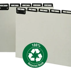 Smead® Pressboard Alphabetic File Guides With Metal Tabs, 11 3/4" x 10", 100% Recycled, Green, Pack Of 25