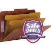 Smead® Pressboard Classification Folder, 2 Dividers, Legal Size, 100% Recycled, Red/Brown