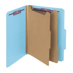 Smead® Pressboard Classification Folder, 2 Dividers, Letter Size, 100% Recycled, Blue