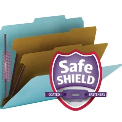 Smead® Pressboard Classification Folder, 2 Dividers, Letter Size, 100% Recycled, Blue