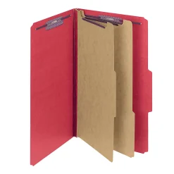 Smead® Pressboard Classification Folder, 2 Dividers, Legal Size, 50% Recycled, Bright Red