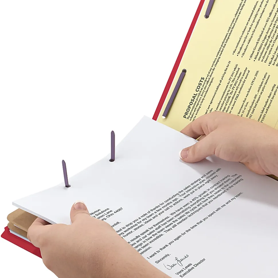 Smead® Pressboard Classification Folder, 2 Dividers, Legal Size, 50% Recycled, Bright Red