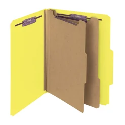 Smead® Pressboard Classification Folders, 2 Dividers, Letter Size, Yellow, Box Of 10