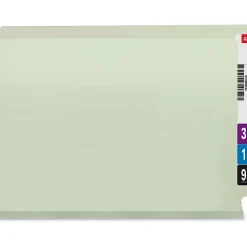 SmeadĀ® Pressboard End-Tab Folders With SafeSHIELD Fastener, Straight Cut, 1" Expansion, Letter Size, Gray/Green, Pack Of 25