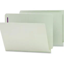Smead® Pressboard End-Tab Folders With SafeSHIELD Fastener, Straight Cut, 1" Expansion, Letter Size, Gray/Green, Pack Of 25