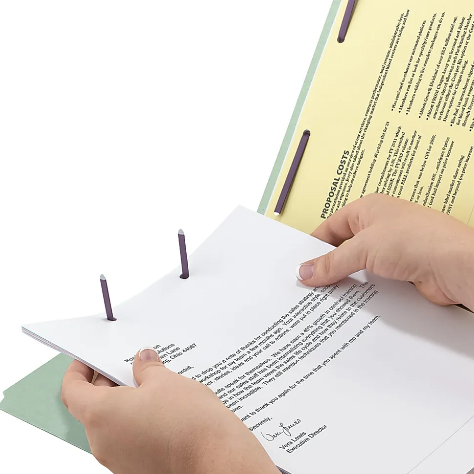 Smead® Pressboard End-Tab Folders With SafeSHIELD Fastener, Straight Cut, 1" Expansion, Letter Size, Gray/Green, Pack Of 25