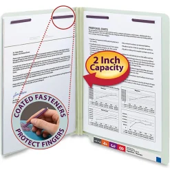 Smead® Pressboard End-Tab Folders With SafeSHIELD Fastener, Straight Cut, 2