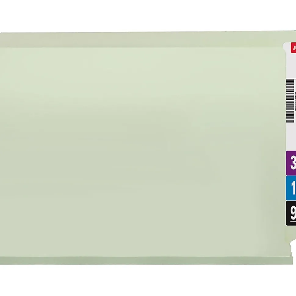 Smead® Pressboard End-Tab Folders With SafeSHIELD Fastener, Straight Cut, 2" Expansion, Letter Size, Gray/Green, Pack Of 25