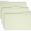 Smead® Pressboard Top-Tab Folders, 1/3 Cut, 14 3/4" x 9 1/2", Gray/Green, Pack Of 25