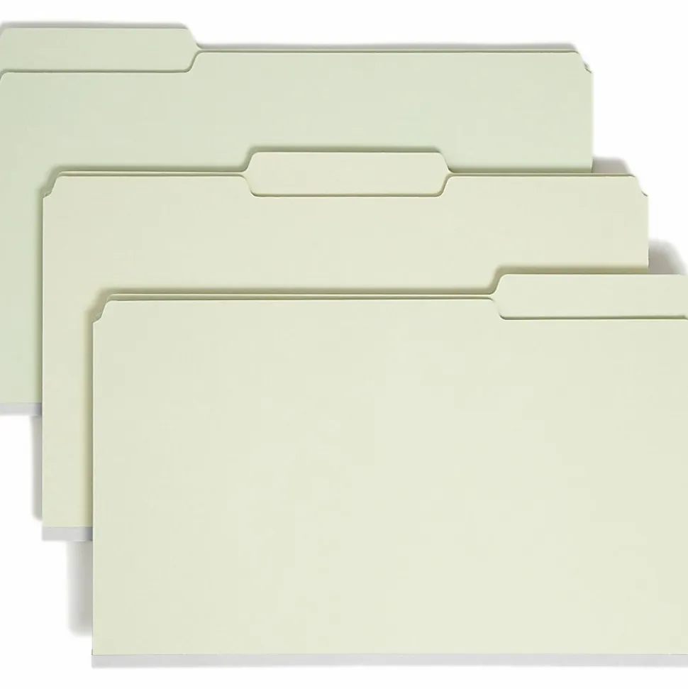 Smead® Pressboard Top-Tab Folders, 1/3 Cut, 14 3/4" x 9 1/2", Gray/Green, Pack Of 25