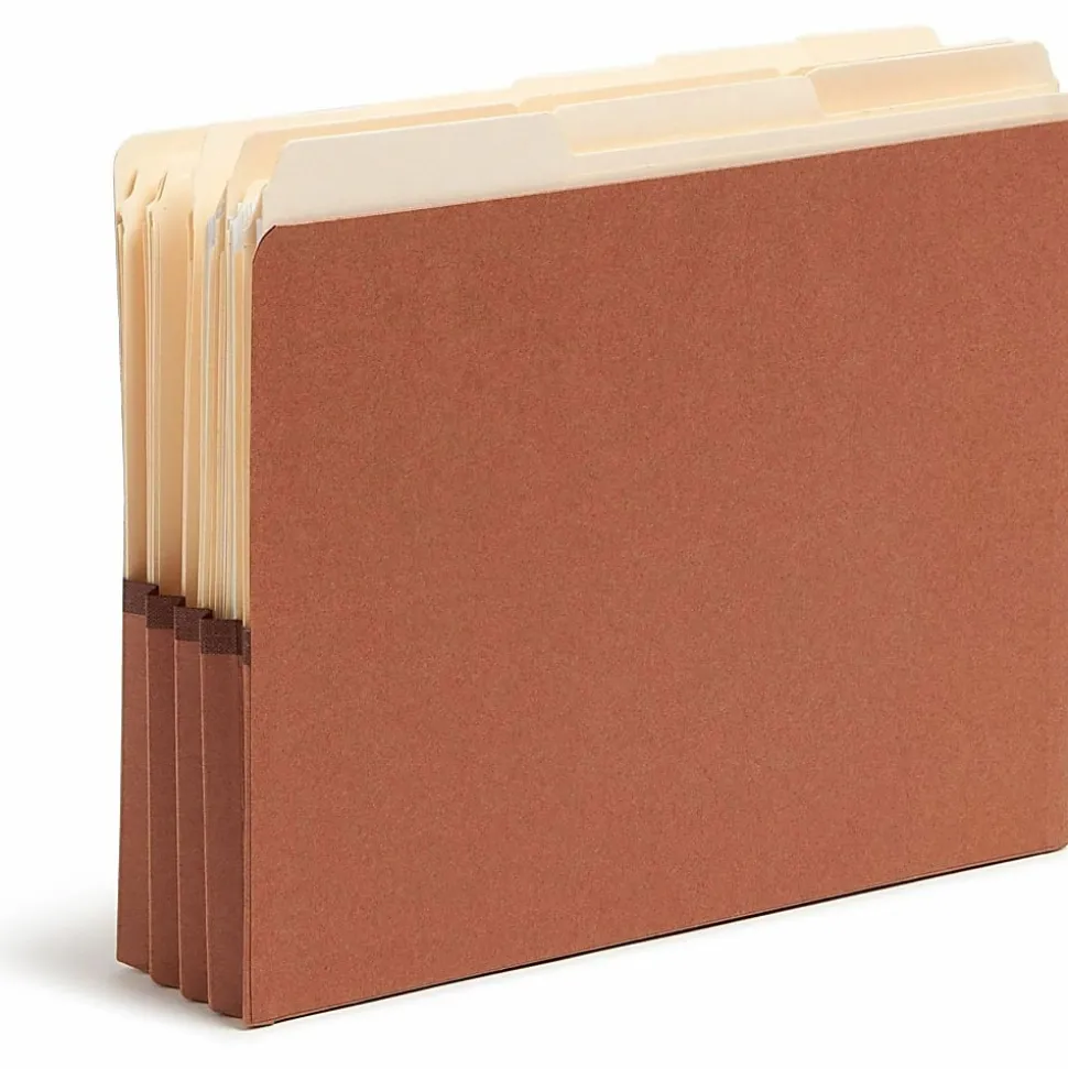 Smead® Redrope End-Tab File Pockets, Letter Size, 3 1/2" Expansion, 30% Recycled, Redrope, Box Of 10