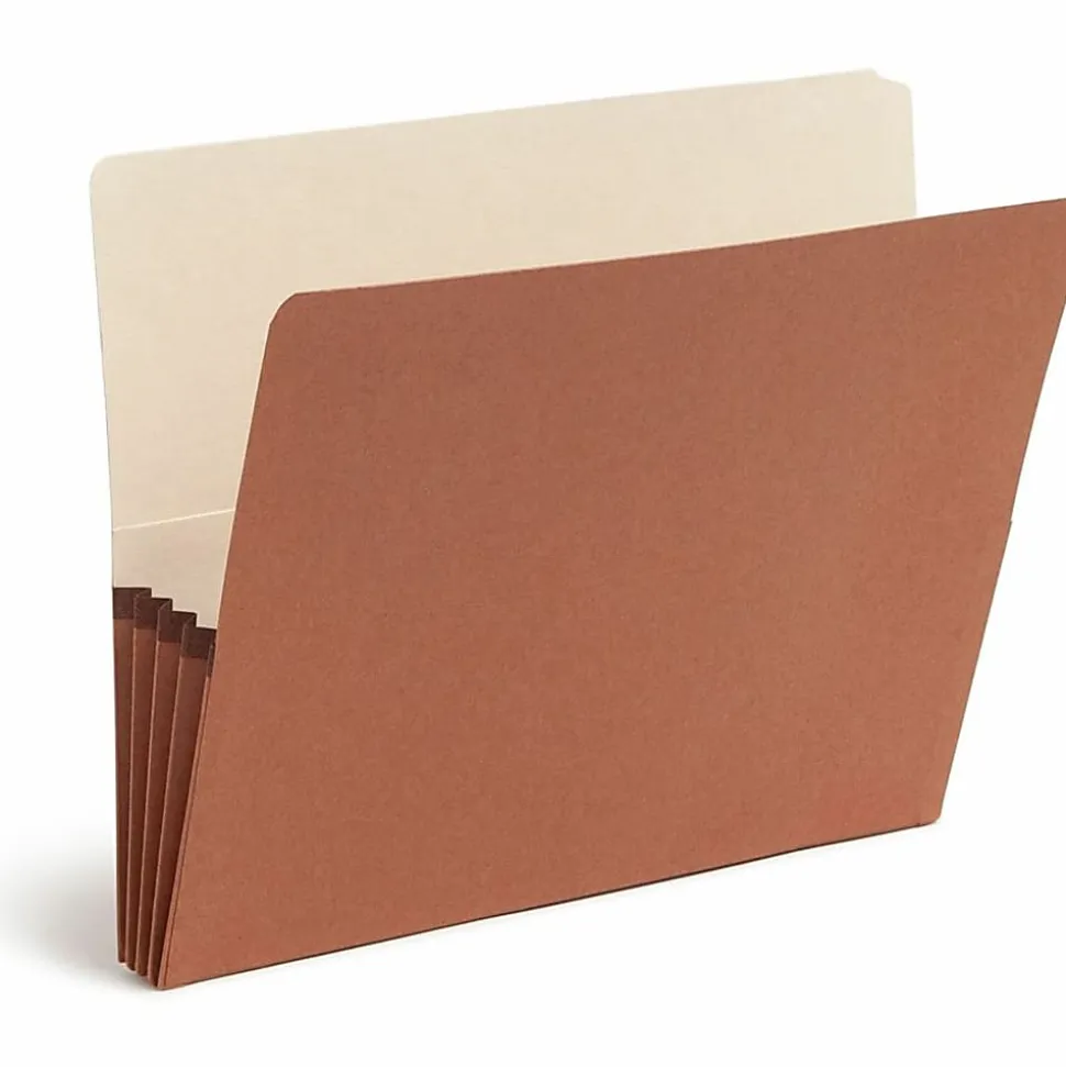 Smead® Redrope End-Tab File Pockets, Letter Size, 3 1/2" Expansion, 30% Recycled, Redrope, Box Of 10