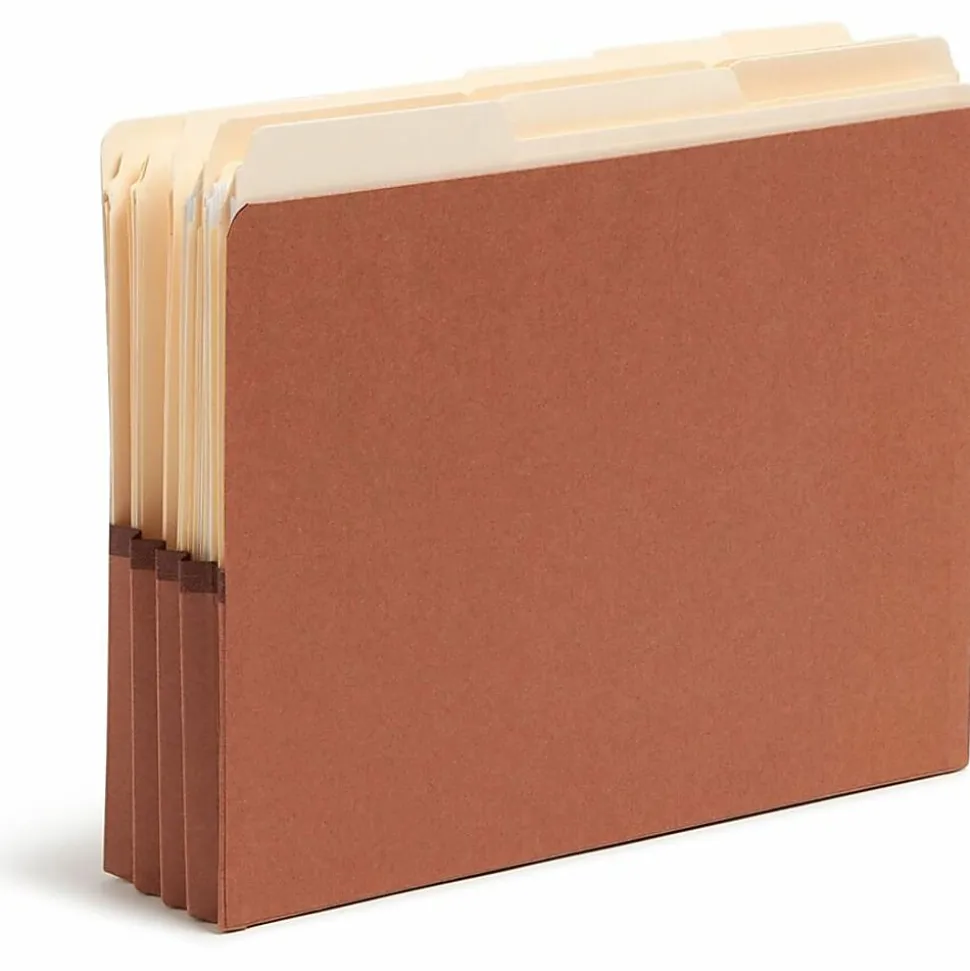 Smead® Redrope End-Tab File Pockets, Letter Size, 3 1/2" Expansion, 30% Recycled, Redrope, Box Of 10
