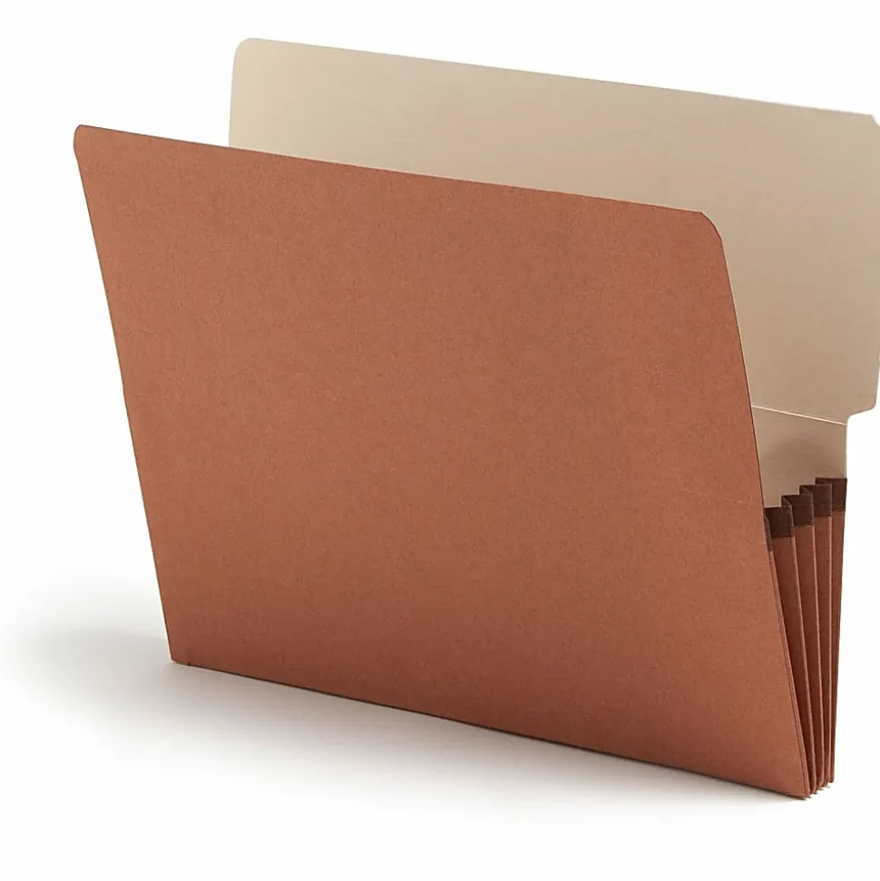 Smead® Redrope End-Tab File Pockets, Letter Size, 3 1/2" Expansion, 30% Recycled, Redrope, Box Of 10
