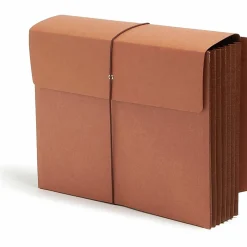 SmeadĀ® Red Rope End-Tab Wallets, Letter Size, 5 1/4" Expansion, 30% Recycled, Redrope, Pack Of 10