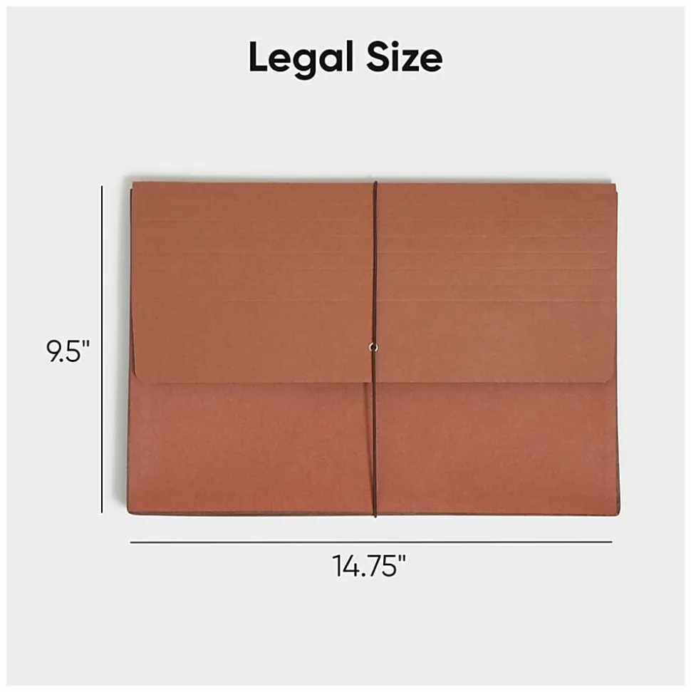 Smead® Redrope Expanding Wallets With Elastic, Legal Size, 5 1/4" Expansion, 30% Recycled, Redrope, Pack Of 10