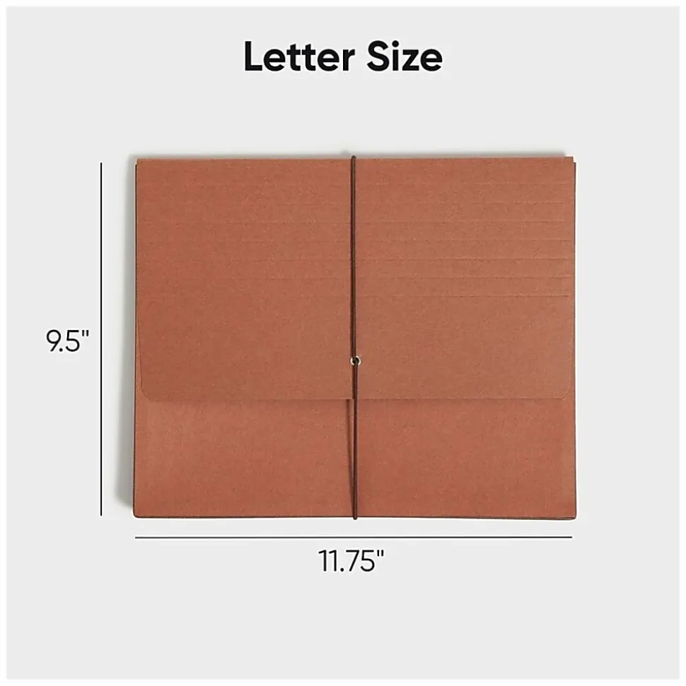 Smead® Redrope Expanding Wallets With Elastic, Letter Size, 3 1/2" Expansion, 30% Recycled, Redrope, Pack Of 10
